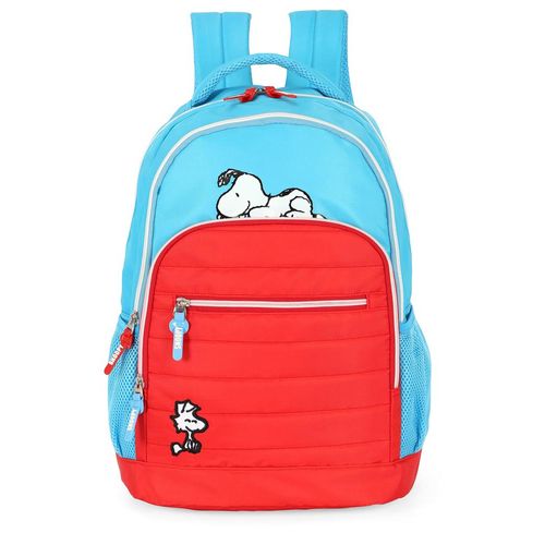 mochila com alça snoopy azul e vermelho