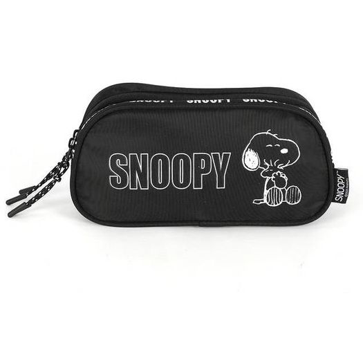 estojo duplo snoopy preto e branco