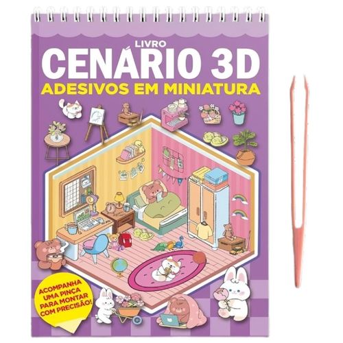 livro cenário 3d - adesivos em miniatura - capa roxa