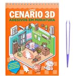 livro cenário 3d - adesivos em miniatura - capa laranja