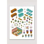 livro cenário 3d - adesivos em miniatura - capa roxa