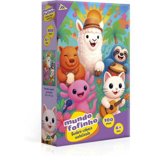 quebra-cabeça 100 peças encapado - mundo fofinho -  metalizado