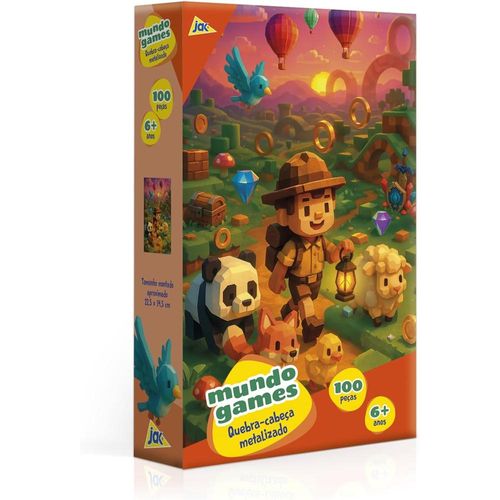 quebra-cabeça 100 peças encapado - mundo games metalizado