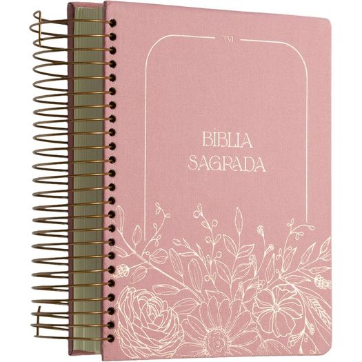bíblia nvi, capa dura rosa floral, espiral, leitura perfeita bíblia nvi, capa dura rosa floral, espiral, leitura perfeita