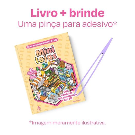 mini lojas - livro de adesivos sweet & cosy + pinça
