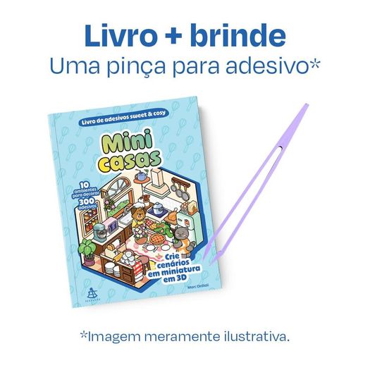mini casas - livro de adesivos sweet & cosy + uma pinça para adesivo