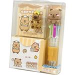 kit caderno mini com caneta e adesivos capivara