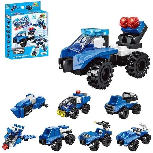 blocos de montar veiculos robô azul diversos modelos