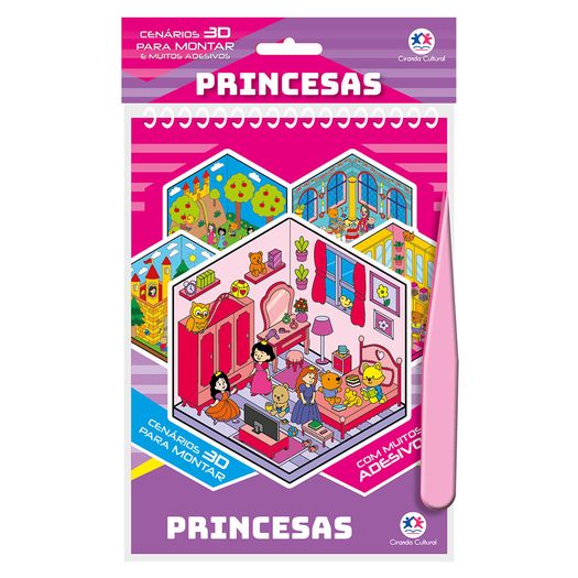 kit de adesivos de cenário 3d - com pinça - princesas kit de adesivos de cenário 3d - com pinça - princesas