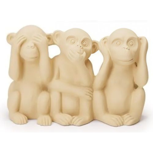 escultura decorativa macacos cimento branco