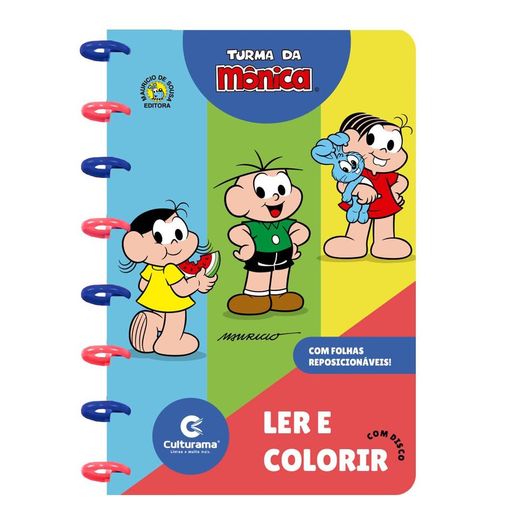 livro para colorir com discos - turma da mônica