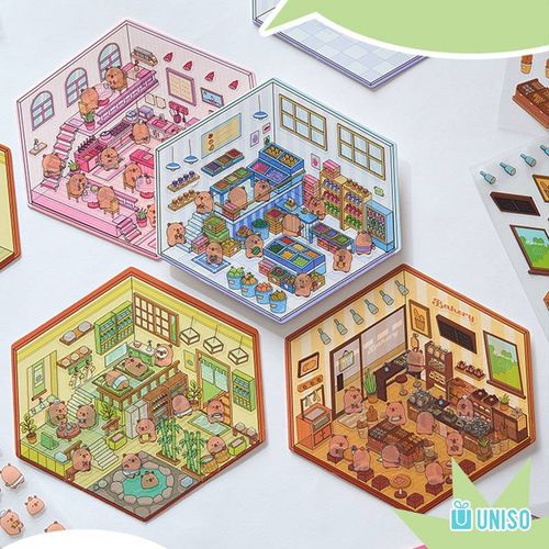 adesivo cenários 3d capivara 4 peças diversos modelos