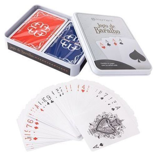 jogo de cartas baralho pvc com caixa metálica