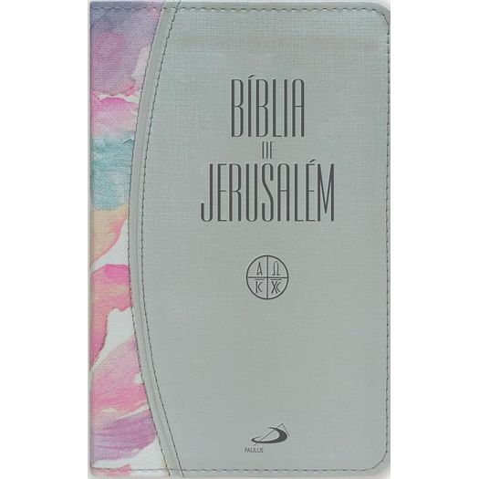 bíblia de jerusalém - média - zíper - cinza