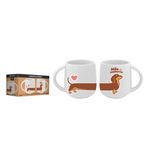 caneca cerâmica 300 ml com 2 peças mãe de cachorro
