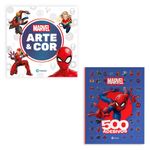 kit arte e cor marvel + 500 adesivos homem-aranha