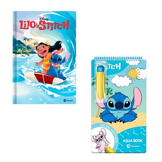 kit livro de histórias lilo e stitch + aqua book stitch