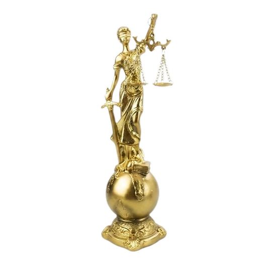 dama da justiça prata e dourada 24cm