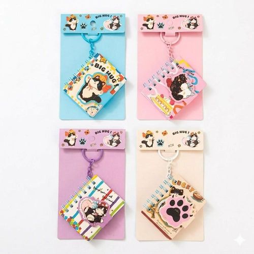mini caderno chaveiro espiral gatinho