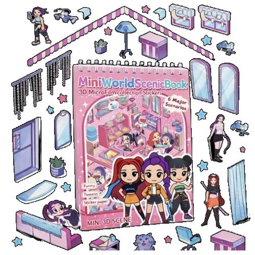 adesivo cenário 3d guerreiras do k-pop com pinça diversos modelos
