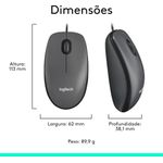 mouse m100 usb preto - logitech