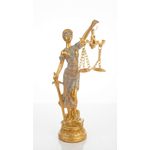 dama da justiça resina dourada e prata 20cm