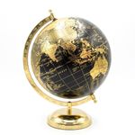 globo decorativo base metal maps preto e dourado