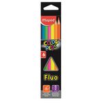 lápis de cor 6 cores fluo color peps