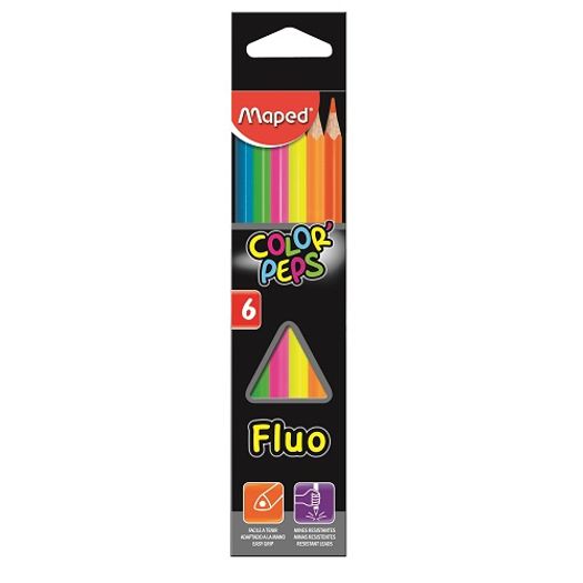 Lapis De Cor 6 Cores Fluo Color Peps 832003zv Maped